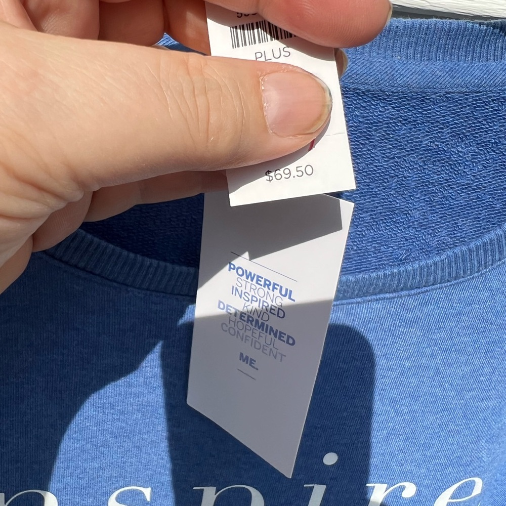 NWT Talbots Blue “Inspire” Long Fun Sleeve Sweatshirt - Picture 9 of 10